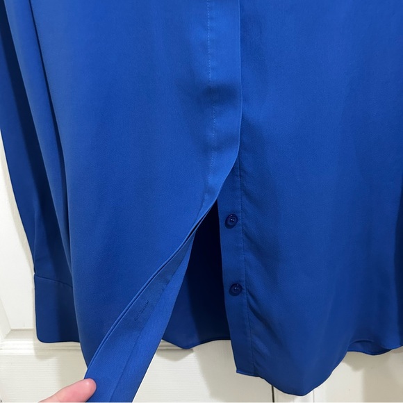 Lafayette 148 New York Women's Scottie Silk Blue Button Down Shirt Size Small - Picture 4 of 6